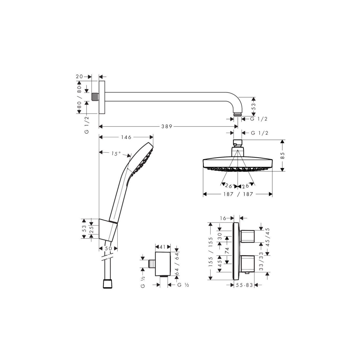 Podtynkowy Zestaw Prysznicowy Croma Select 27294000 Hansgrohe