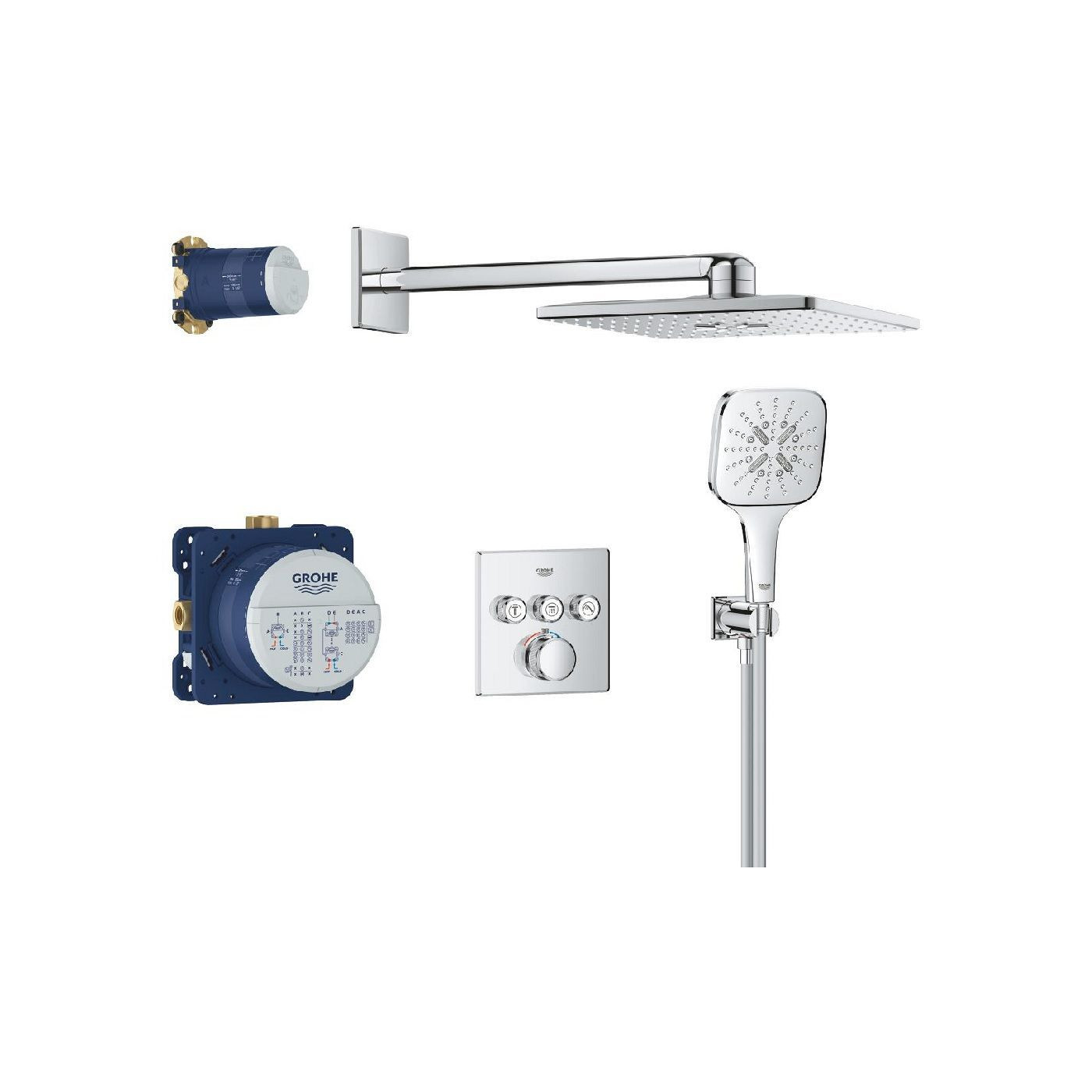 Zestaw Prysznicowy Grohtherm SmartControl Podtynkowy Z Deszczownicą Rainshower SmartActive 310 Cube 34864000 Grohe