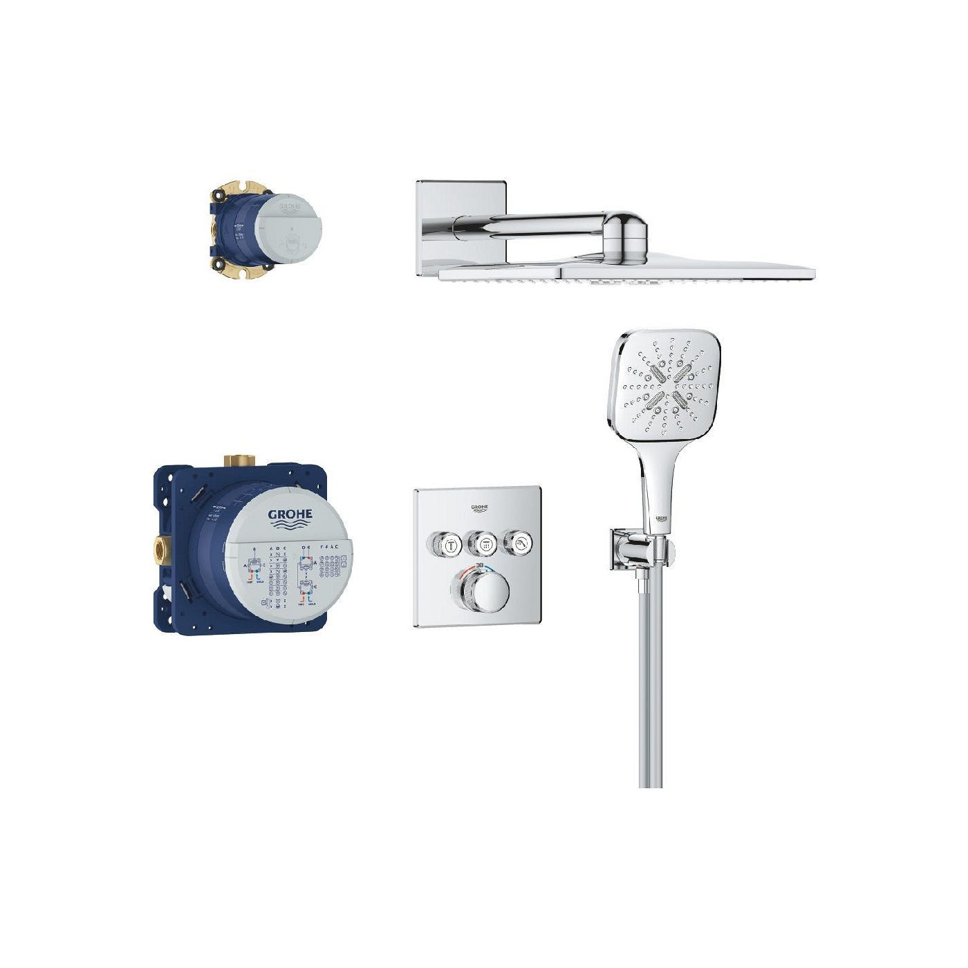 Zestaw Prysznicowy Grohtherm SmartControl Podtynkowy Z Deszczownicą Rainshower SmartActive 310 Cube 34864000 Grohe