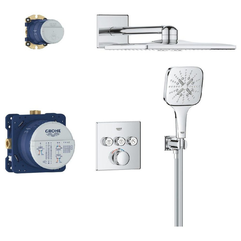 Zestaw Prysznicowy Grohtherm SmartControl Podtynkowy Z Deszczownicą Rainshower SmartActive 310 Cube 34864000 Grohe