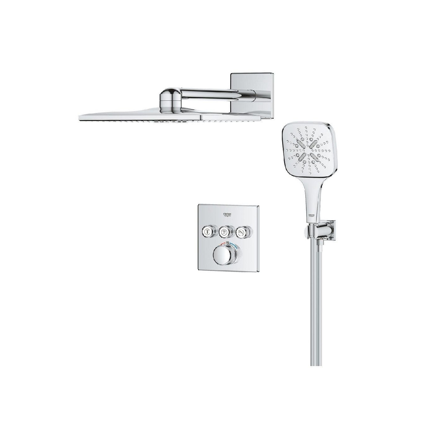 Zestaw Prysznicowy Grohtherm SmartControl Podtynkowy Z Deszczownicą Rainshower SmartActive 310 Cube 34864000 Grohe