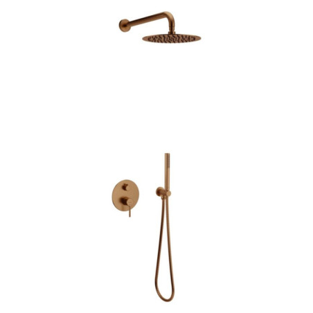 Zestaw Prysznicowo-Wannowy Podtynkowy 2 Funkcyjny Z Deszczownicą 25 cm Pi Miedziany Szczotkowany AREX.SET.1245CB Excellent