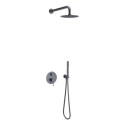Zestaw Prysznicowo-Wannowy Podtynkowy 3 Funkcyjny Z Deszczownicą 25 cm Pi Grafit Szczotkowany AREX.SET.1247AB Excellent