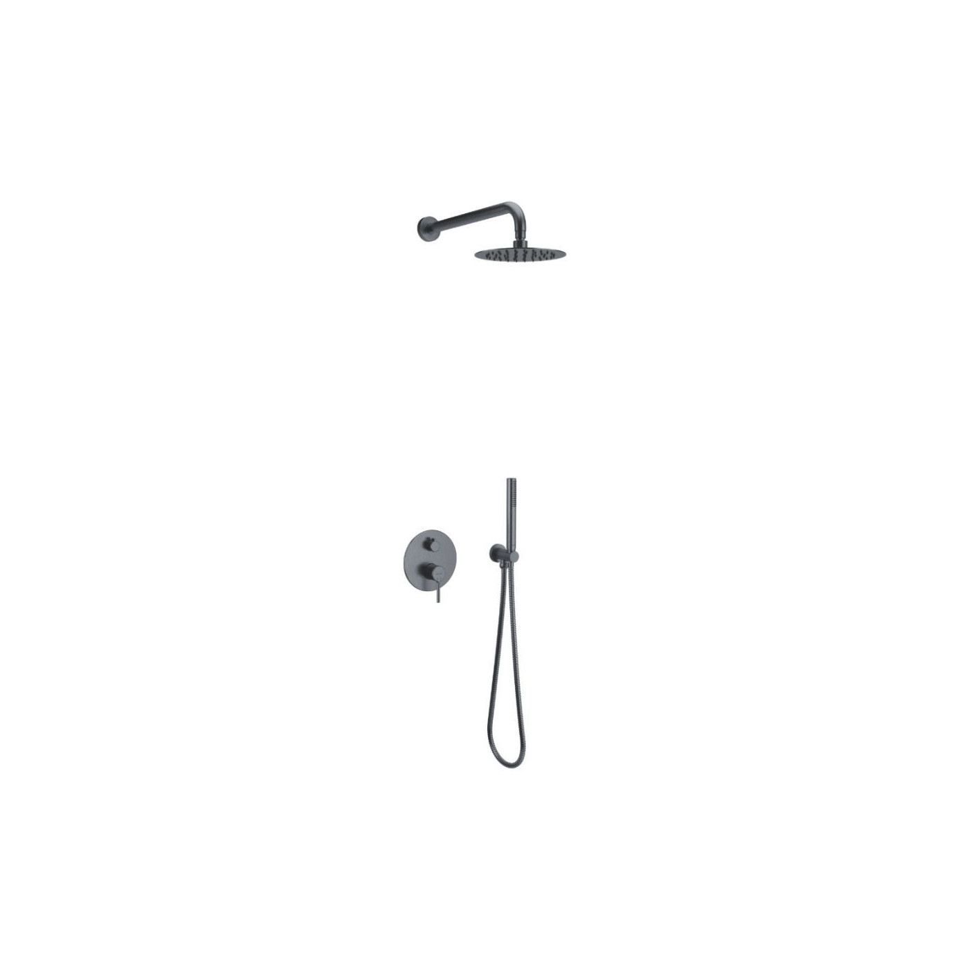 Zestaw Prysznicowo-Wannowy Podtynkowy 3 Funkcyjny Z Deszczownicą 25 cm Pi Grafit Szczotkowany AREX.SET.1247AB Excellent