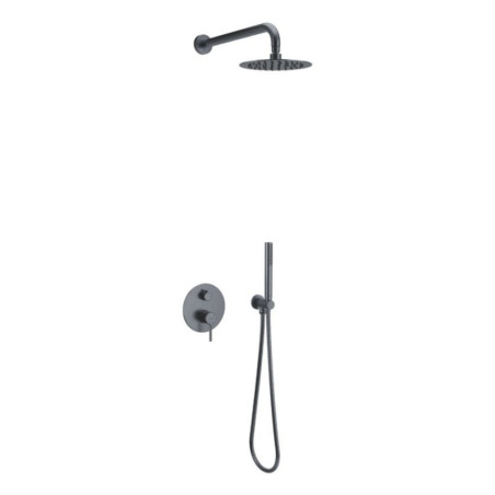 Zestaw Prysznicowo-Wannowy Podtynkowy 3 Funkcyjny Z Deszczownicą 25 cm Pi Grafit Szczotkowany AREX.SET.1247AB Excellent