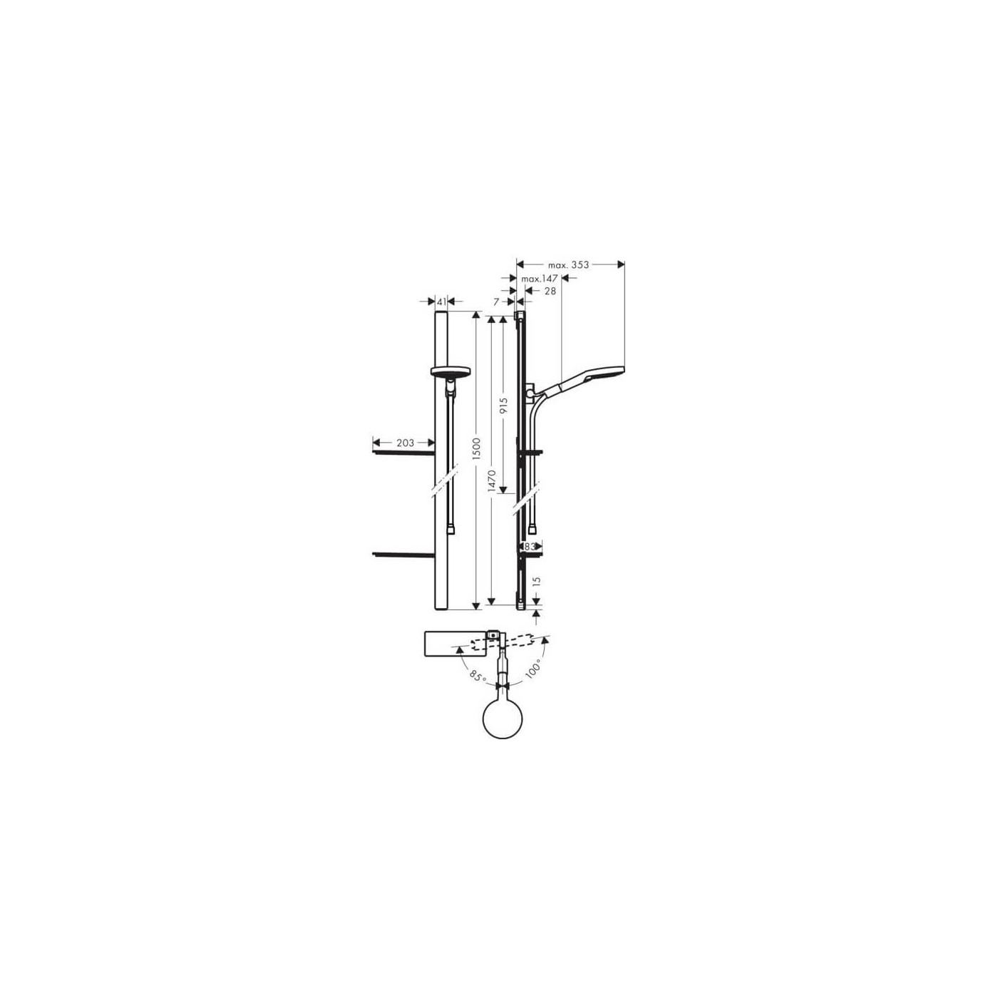 Zestaw Prysznicowy Raindance Select S 120 Szklany 1,5m 27646000 Hansgrohe