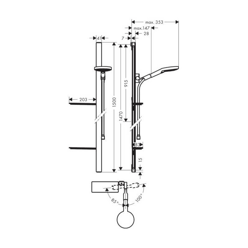 Zestaw Prysznicowy Raindance Select S 120 Szklany 1,5m 27646000 Hansgrohe