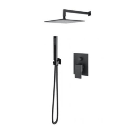 Zestaw Prysznicowy Podtynkowy Z Deszczownicą 30 cm Pablo Lux Czarny Mat 98ZES30/CZAR Giulini Giovanni