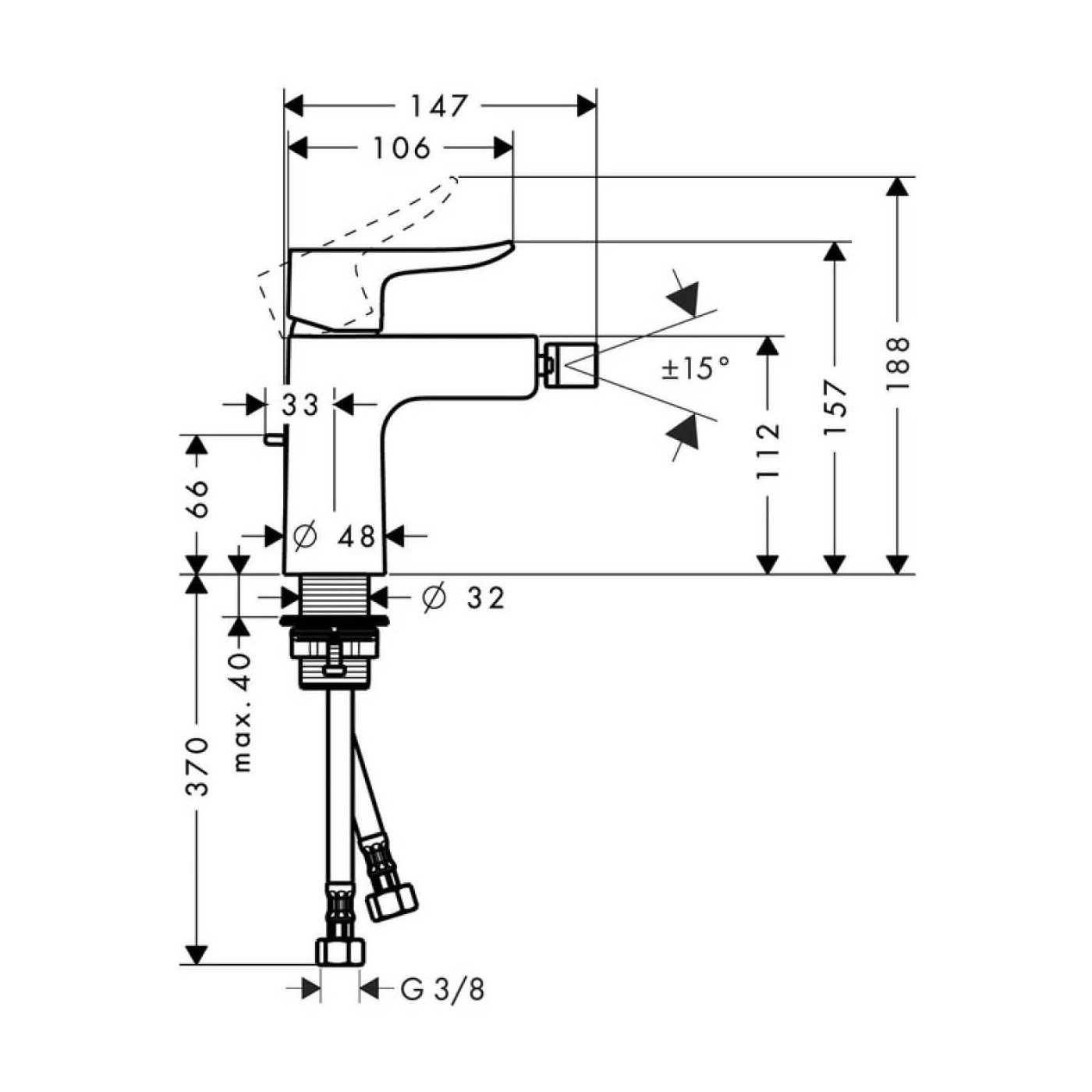 Bateria Bidetowa Metris E2 31280000 Hansgrohe
