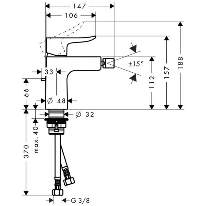 Bateria Bidetowa Metris E2 31280000 Hansgrohe
