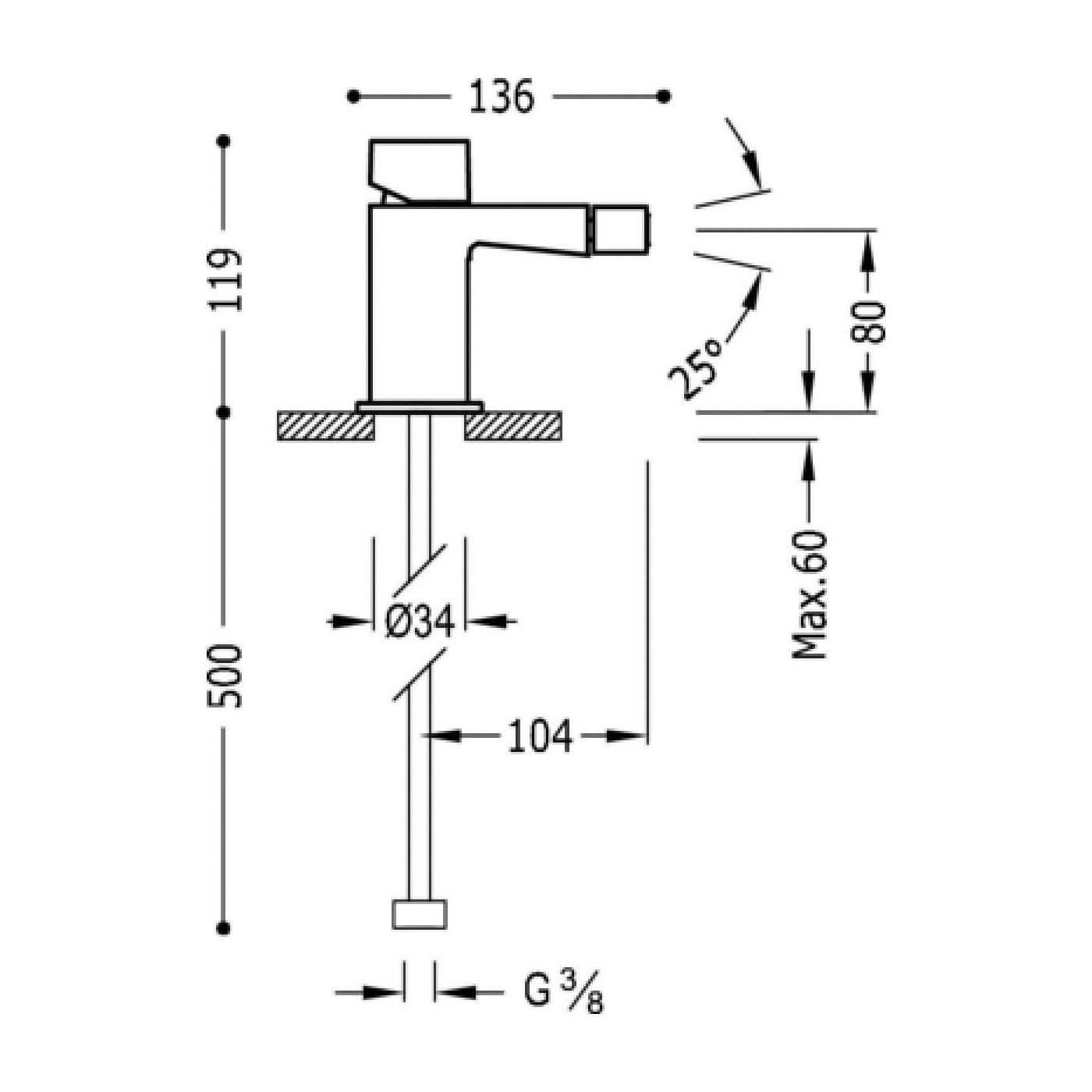 Bateria Bidetowa Slim 20212002 Tres