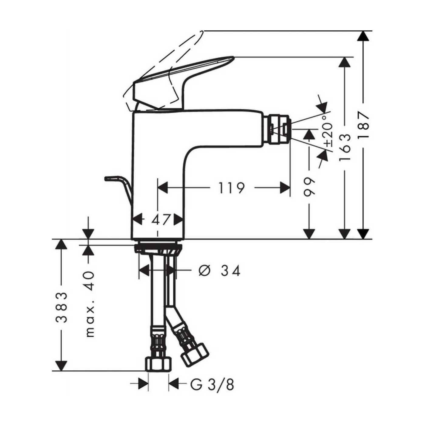 Bateria Bidetowa Logis 71200000 Hansgrohe