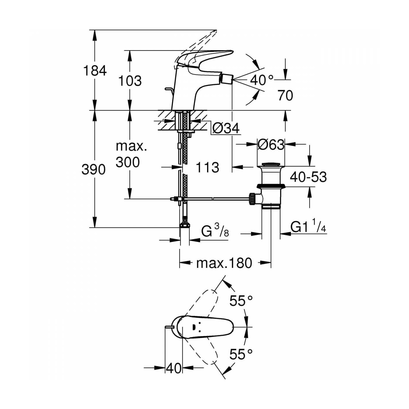Bateria Bidetowa Rozmiar S Eurostyle 23720003 Grohe