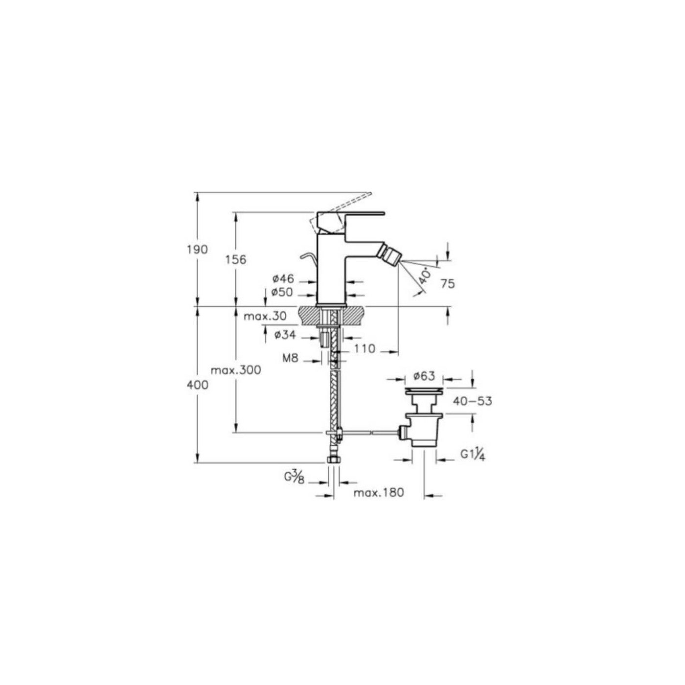 Bateria Bidetowa Flo S A41943EXP Vitra