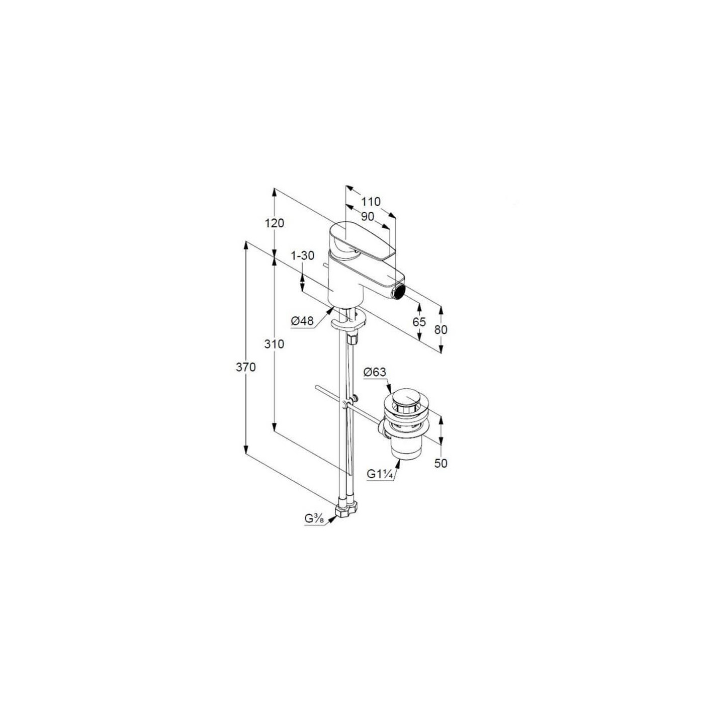 Bateria Bidetowa Pure&Solid Z/K 342160575 Kludi