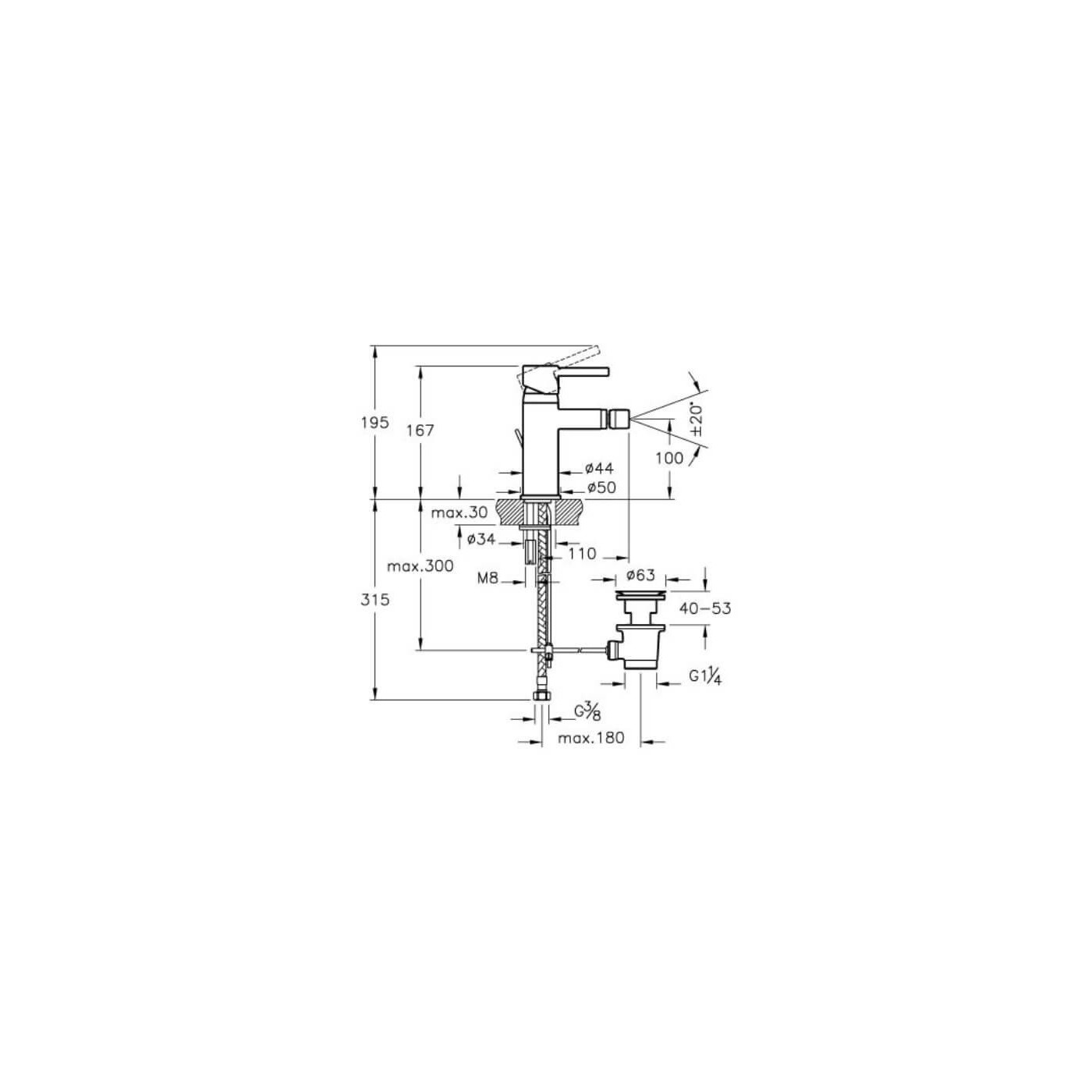 Bateria Bidetowa Minimax S A41988EXP Vitra
