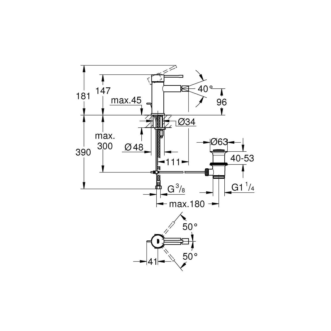 Bateria Bidetowa Essence Brushed Cool Sunrise 24178GN1 Grohe