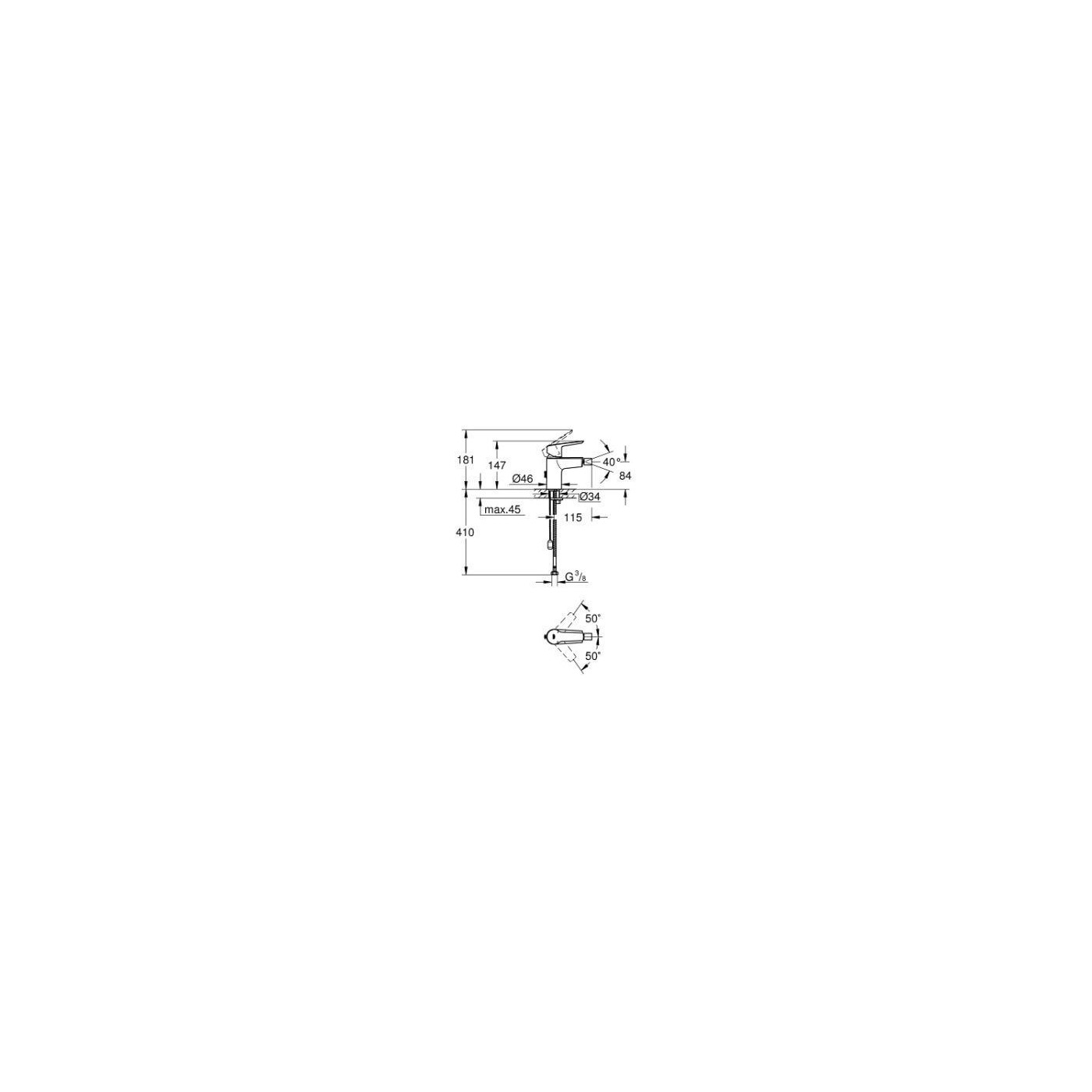 Jednouchwytowa Bateria Bidetowa Start FastFixation Chrom 32281002 Grohe
