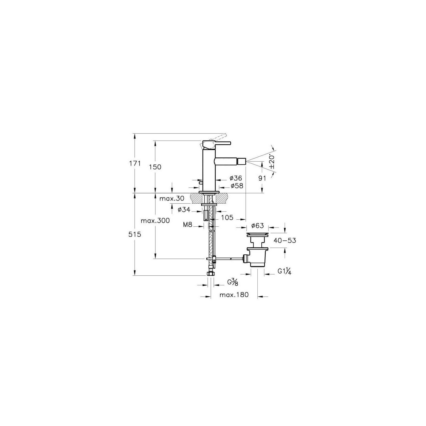 Bateria Bidetowa Jednouchwytowa A42559 Chrom Vitra