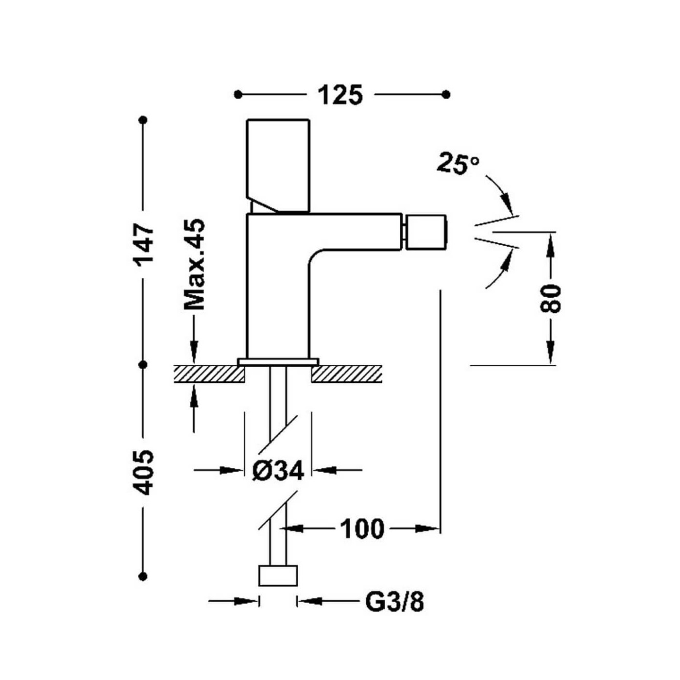 Bateria Bidetowa Loft Chrom 20012002D Tres