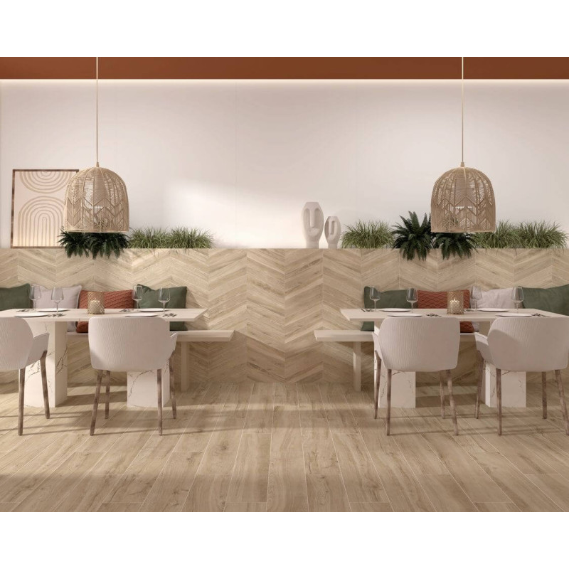 Płytka Podłogowa Porto Honey Chevron Mat Rekt. 8x40 Ceramica Limone