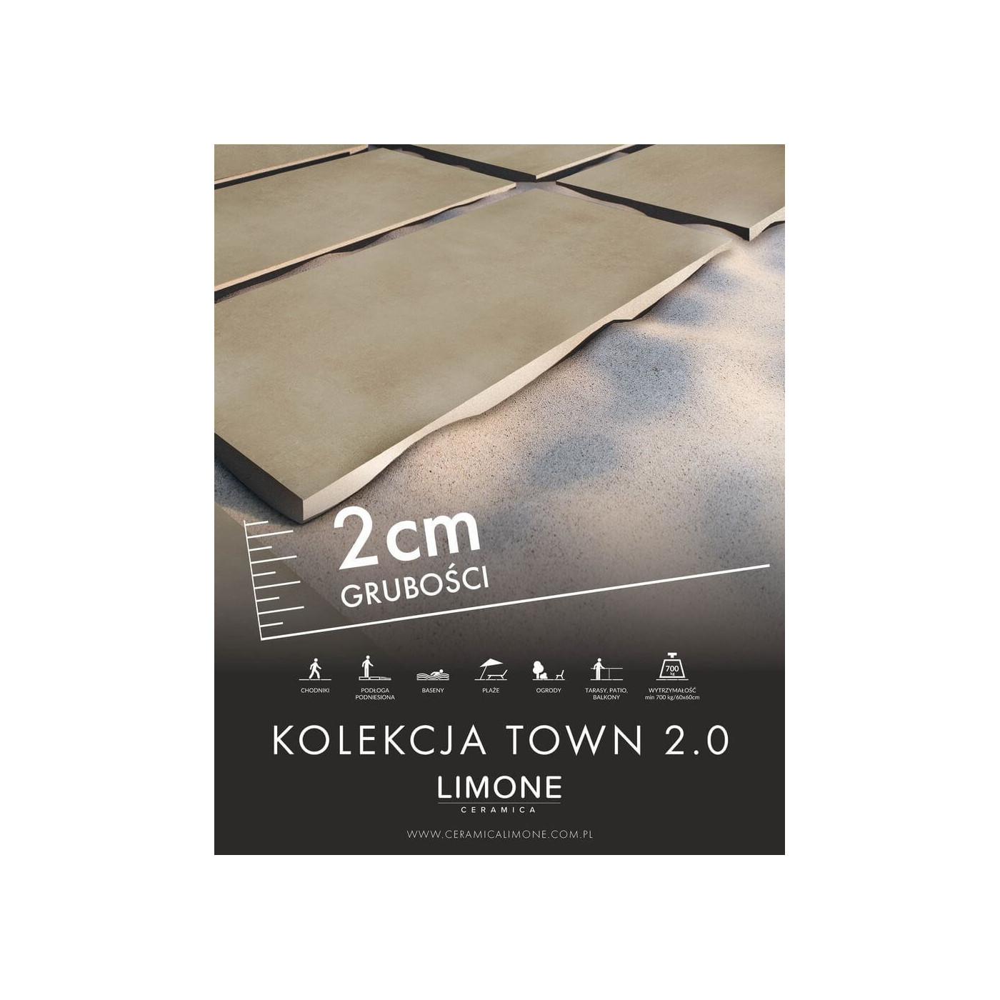 Płytka Tarasowa Town Beige 60x60x2 Ceramica Limone