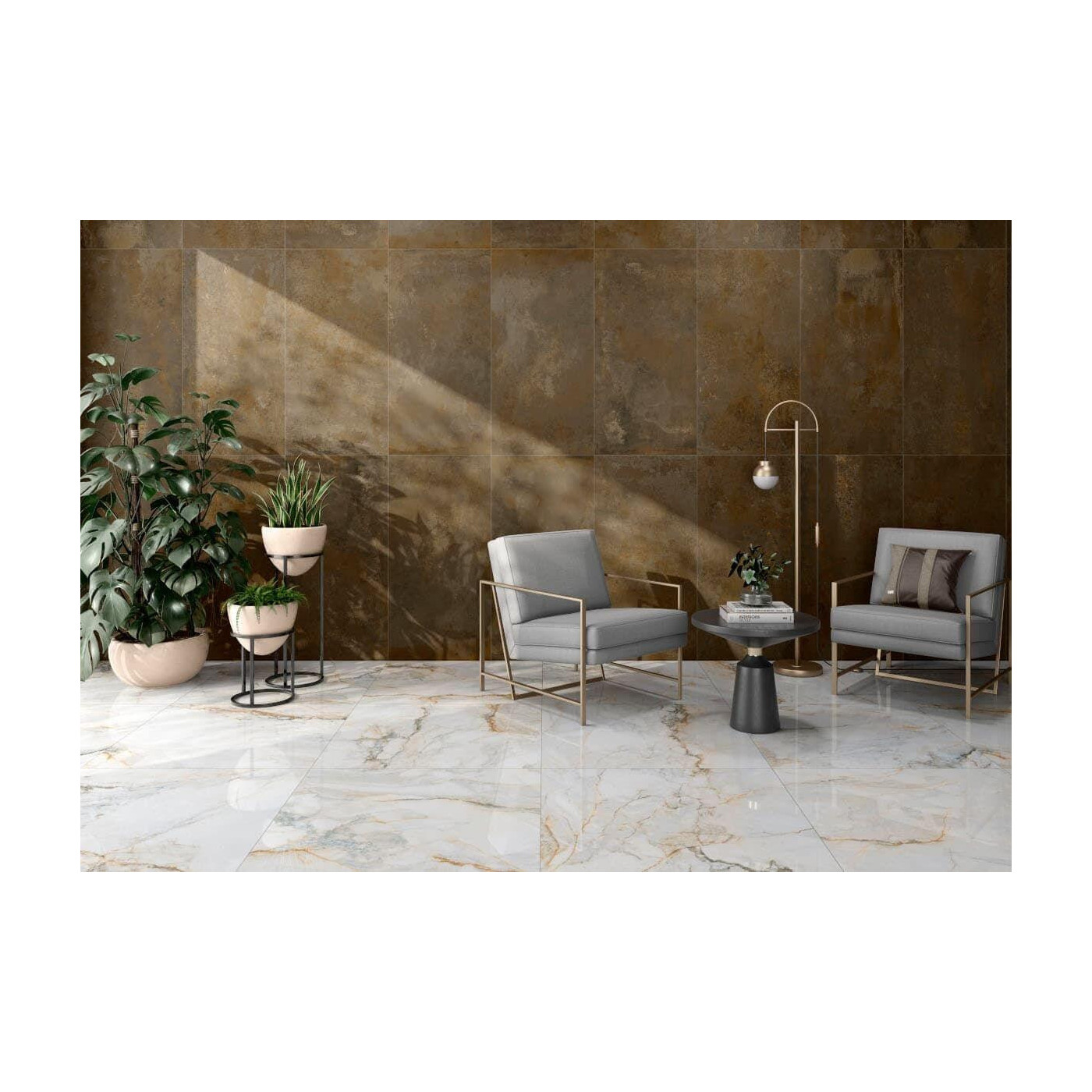 Płytka Podłogowa Sofia Gold Poler 90x90 Ceramica Limone