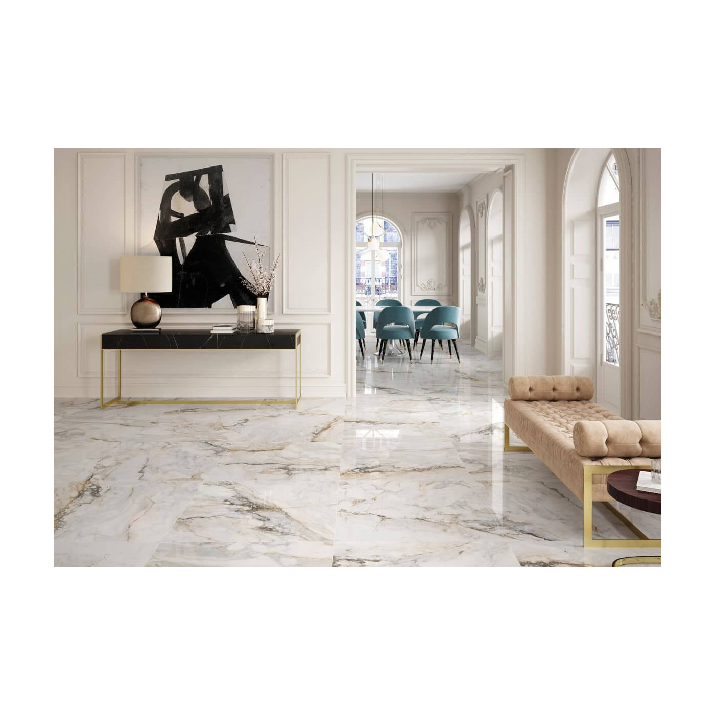 Płytka Podłogowa Sofia Gold Poler 90x90 Ceramica Limone