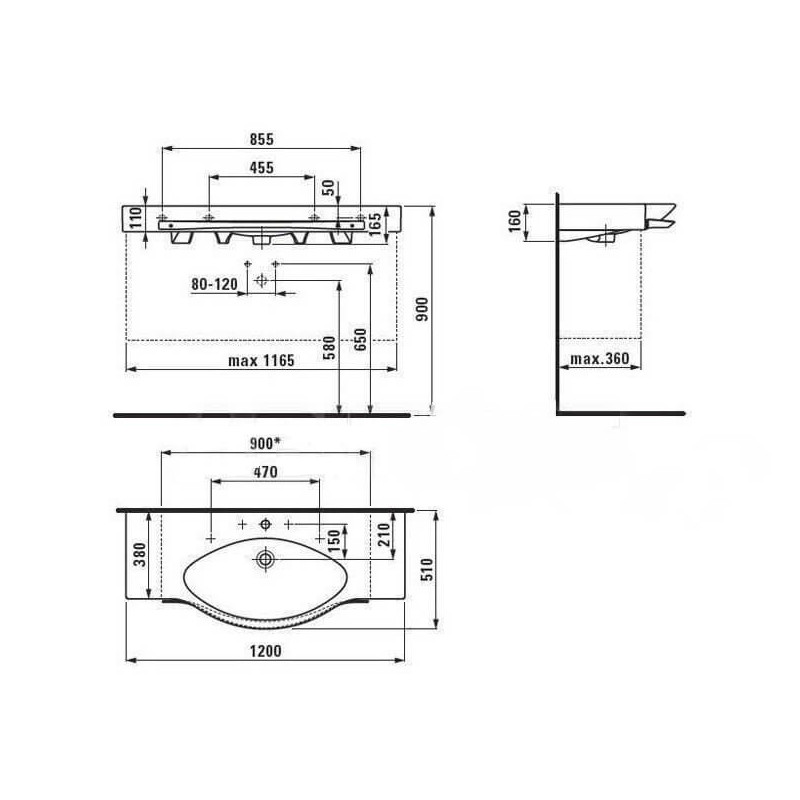 Umywalka Palace Biała 120x51 H8117040001041 Laufen