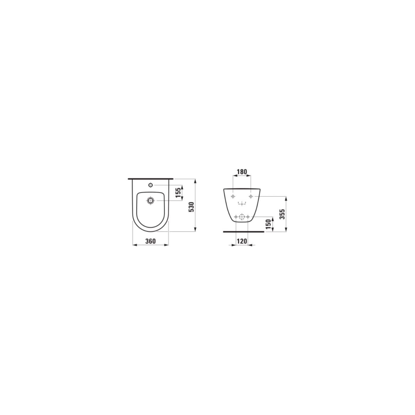 Bidet Podwieszany 360x530 mm Z Otworem Na Baterię Na Środku Pro A Biały H8309520003021 Laufen