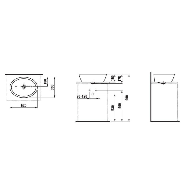 Umywalka Nablatowa 520x390 mm Pro B Biały H8129640001091 Laufen