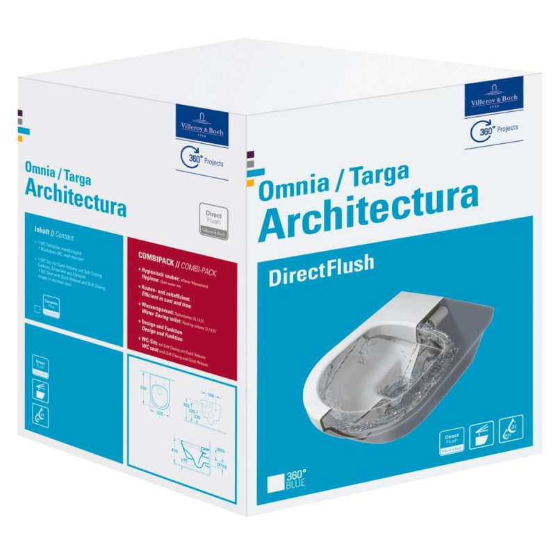 Miska Podwieszana Bezrantowa Z Deską Wolnoopadającą 53x37 Omnia Architektura 5684HR01 Villeroy&Boch
