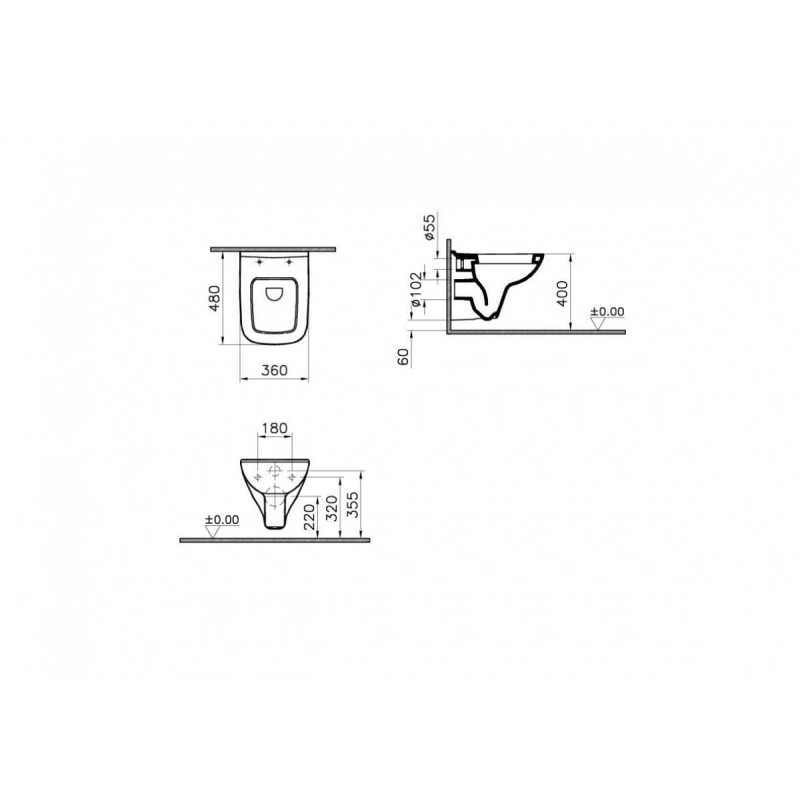 Miska WC Podwieszana S20 48cm 48x36 5505B003-0101 Vitra