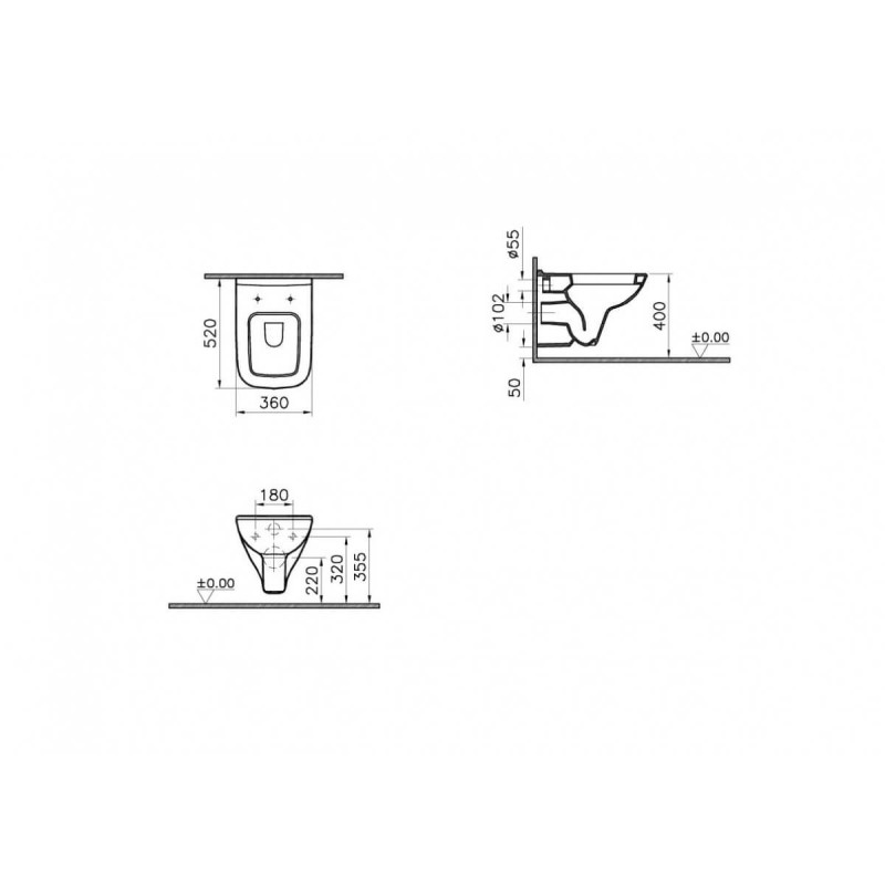 Zestaw Miska Podwieszana + Deska WC S20 52x36 cm 5507L003-0101+77-003-009 Vitra