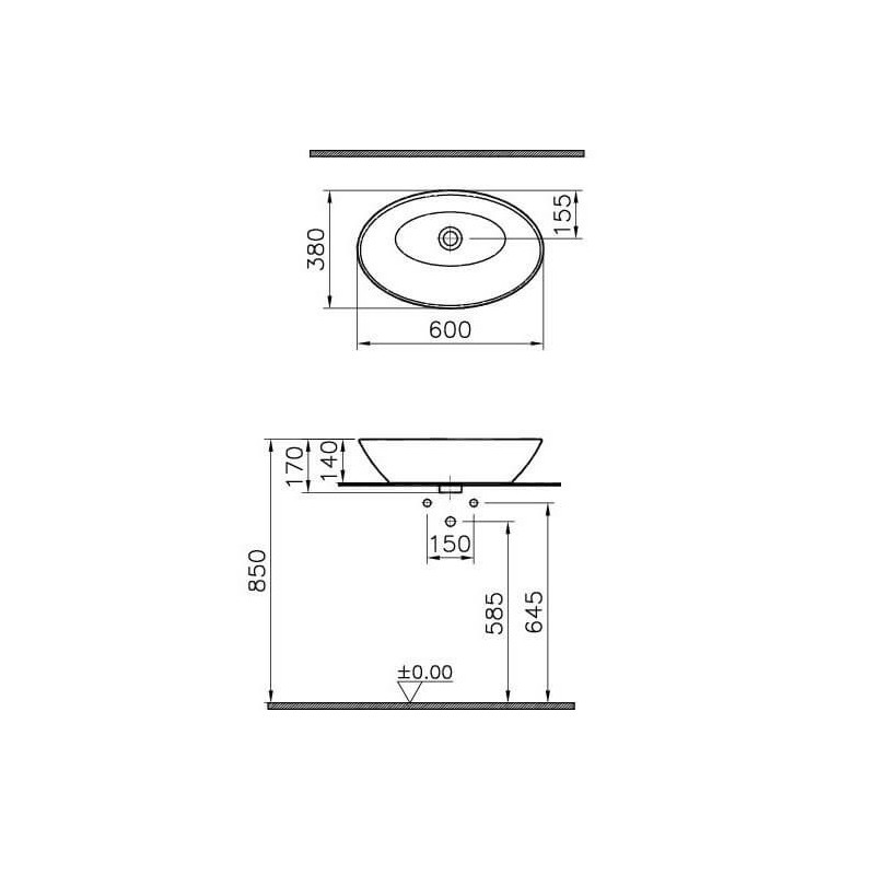 Umywalka Nablatowa 60x38 Geo Oval 4423B003-0016 Vitra