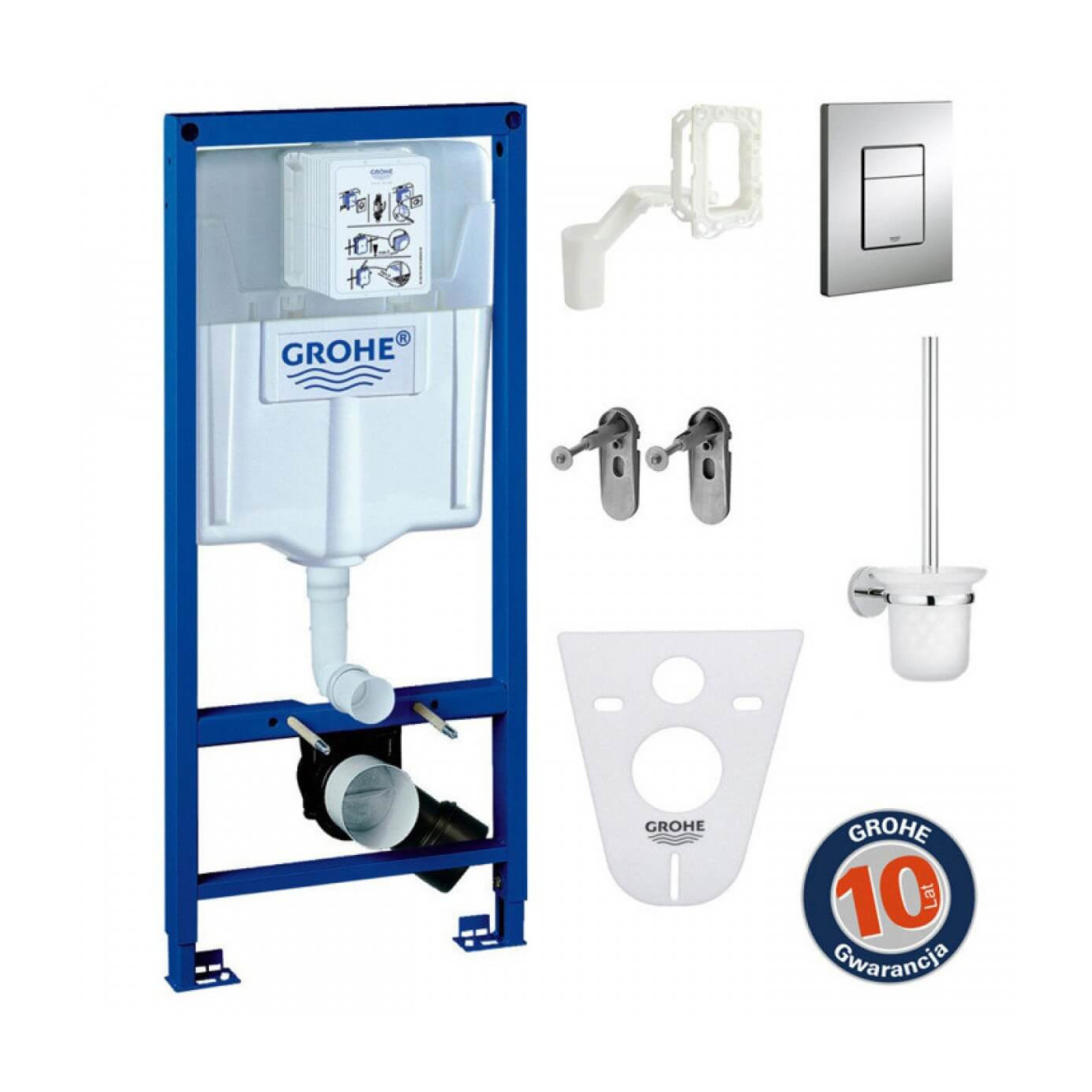 Zestaw Podtynkowy 6w1 Rapid SL Stelaż + Zestaw Fresh + Przycisk Skate + Wspornik + Uszczelka + Szczotka Do WC 39000000 Grohe