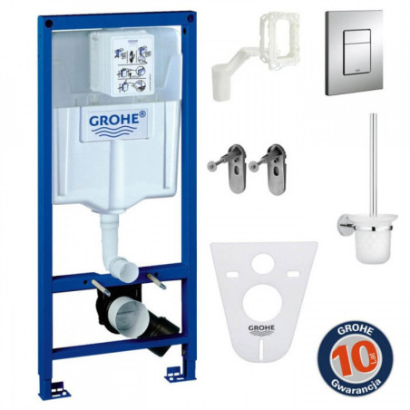 Zestaw Podtynkowy 6w1 Rapid SL Stelaż + Zestaw Fresh + Przycisk Skate + Wspornik + Uszczelka + Szczotka Do WC 39000000 Grohe
