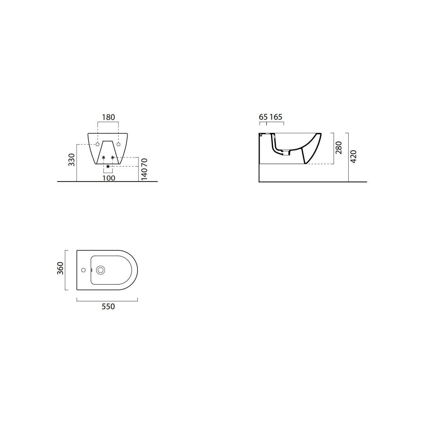 Bidet Podwieszany Pura 55 + Zestaw Montażowy 55x36 8865111+FISR GSI