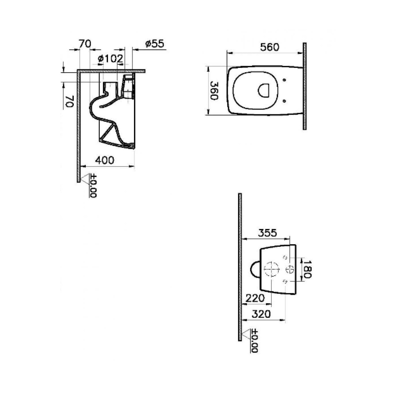 Miska Podwieszana Metropole Rimless 56x36 7672B003-0075 Vitra