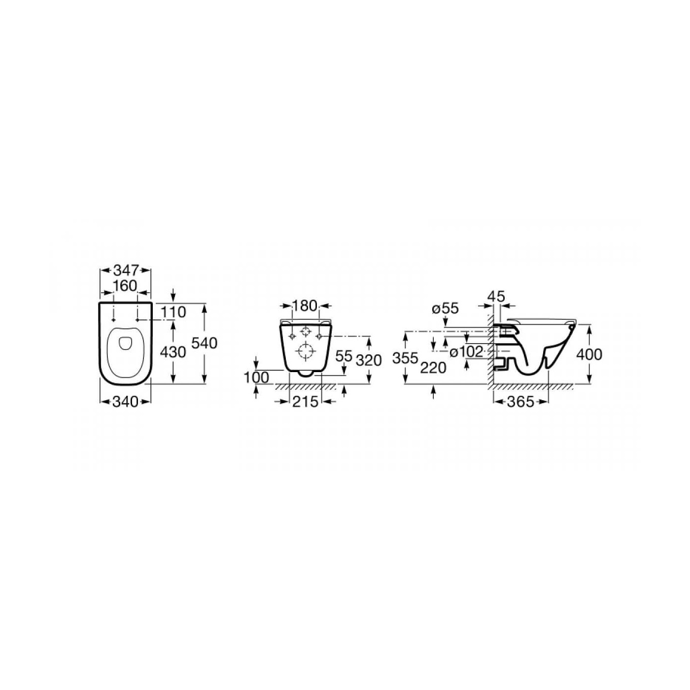 Miska WC Podwieszana Rimless 54x35 Gap A34647L000 Roca
