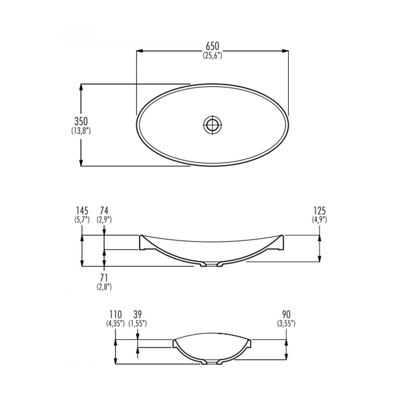 Umywalka Wpuszczana W Blat Spool 65x35 C53301 Palazzani