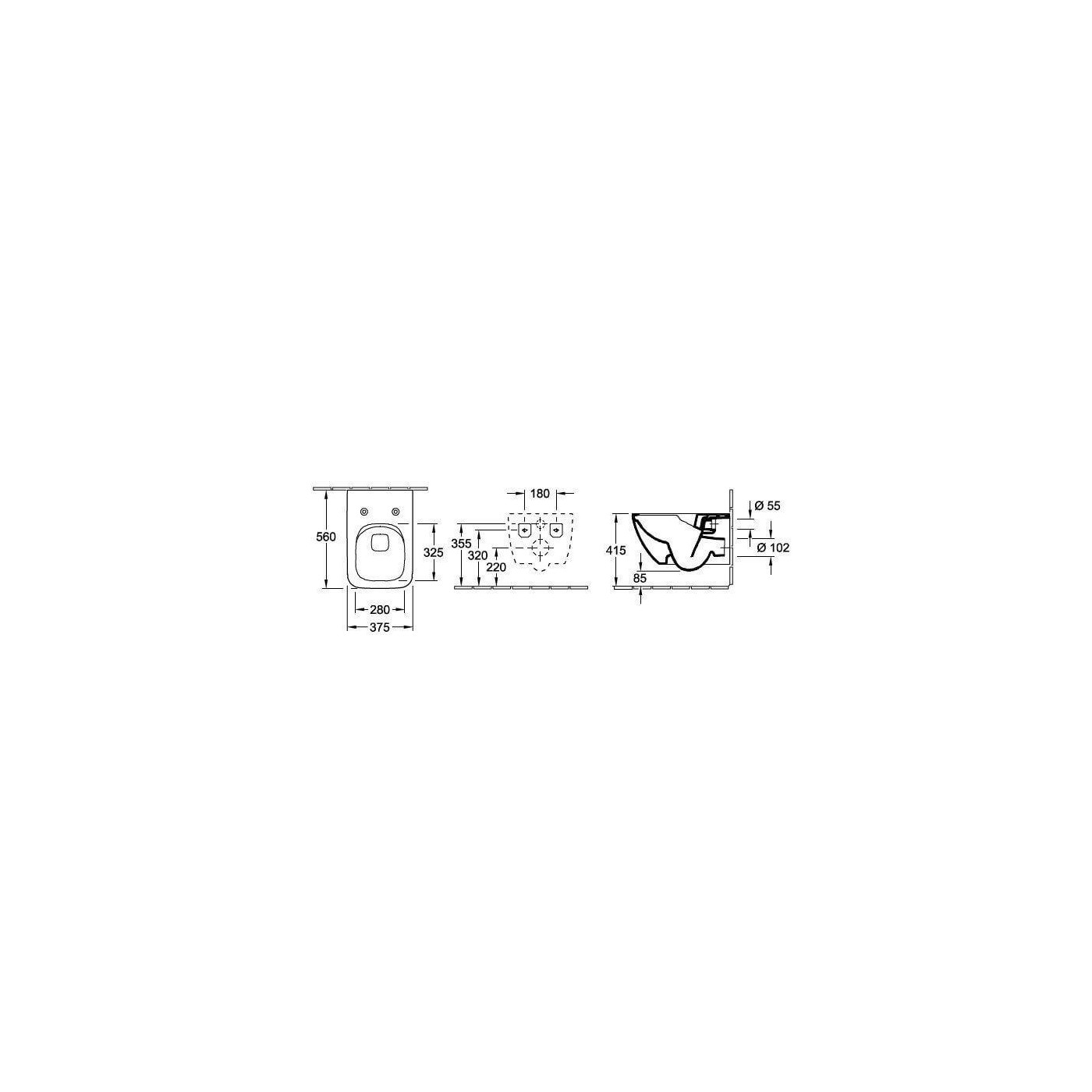 Miska Wisząca Bezkołnierzowa Venticello 37,5x56 4611R001 Villeroy&Boch