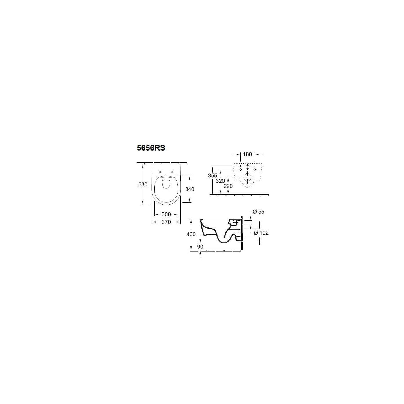 Miska WC Wisząca Bezkołnierzowa Avento 53x37 Z Deską Wolnoopadającą Slim 5656RS01 Villeroy&Boch