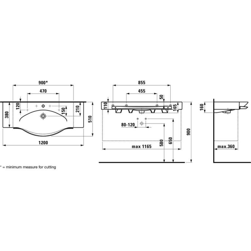 Umywalka Palace 120x51 Z Relingiem ZO H8127040001041 Laufen