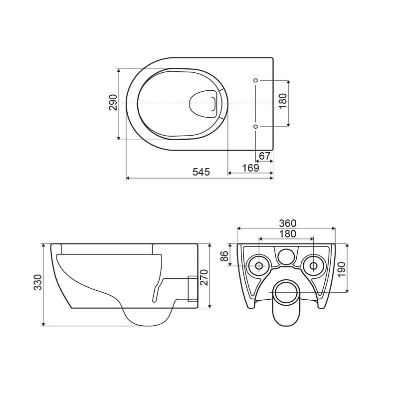 Miska WC Bezrantowa Z Deską Wolnoopadającą Doto Pure-Rim 54 CEEX.1404.545.WH Excellent