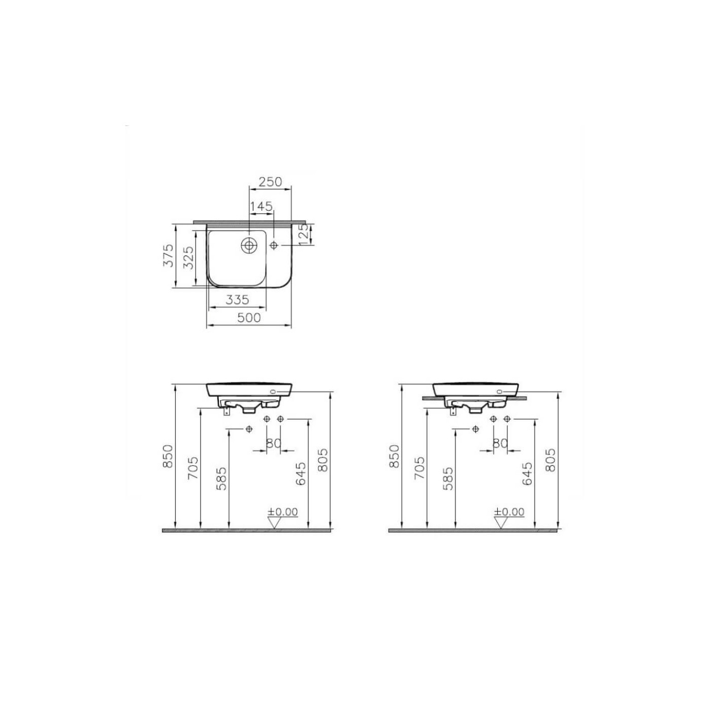 Umywalka 50x35 Sento Compact 5945B003-0029 Vitra