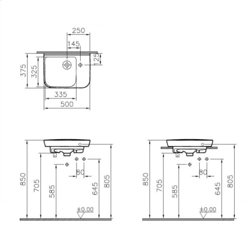 Umywalka 50x35 Sento Compact 5945B003-0029 Vitra