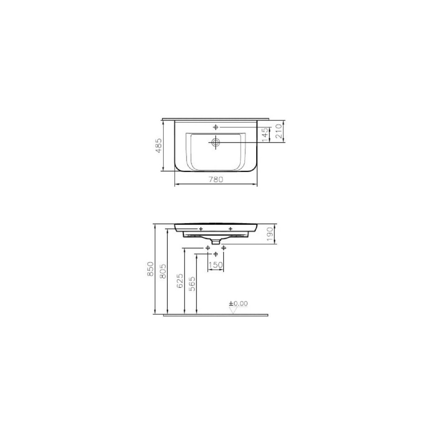 Umywalka 80x48,5 Sento Compact 5947B003-0001 Vitra