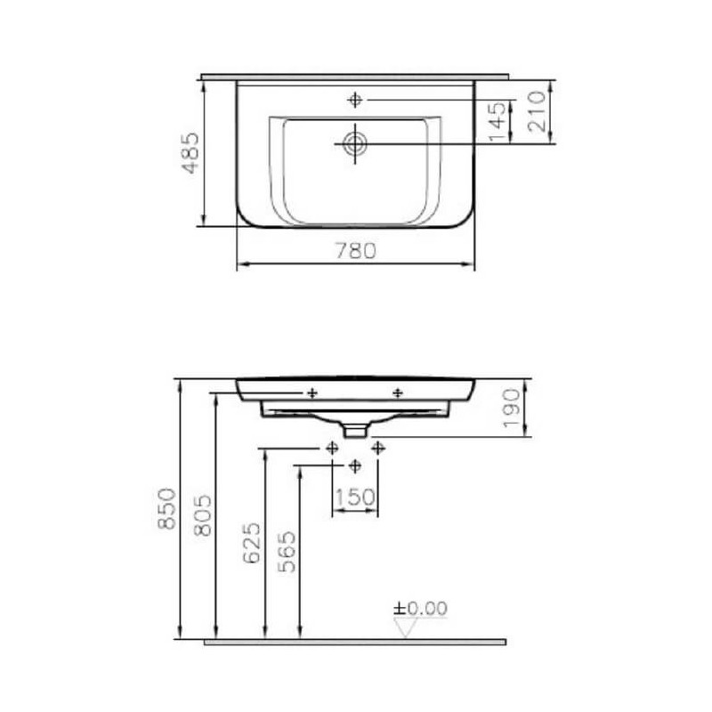 Umywalka 80x48,5 Sento Compact 5947B003-0001 Vitra