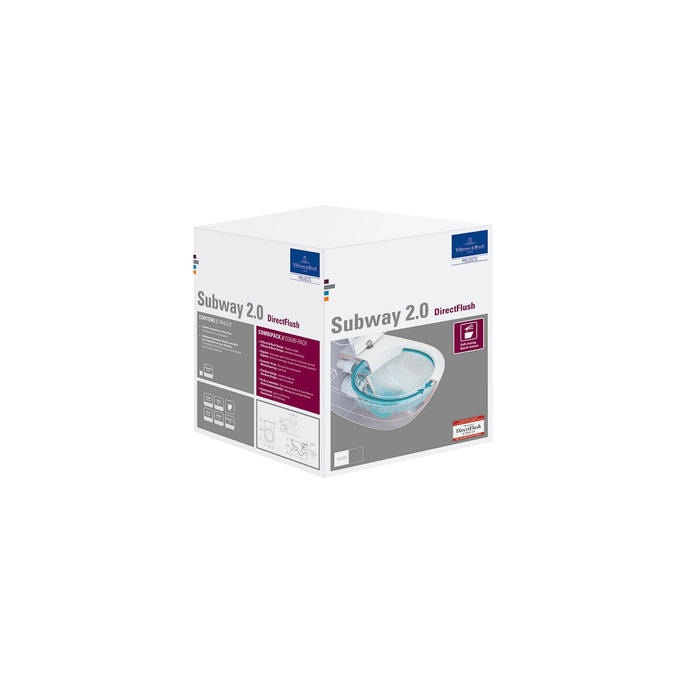Miska WC Wisząca Bezrantowa Subway 2.0 CombiPack 56,5x37 Z Deską 5614R201 Villeroy&Boch